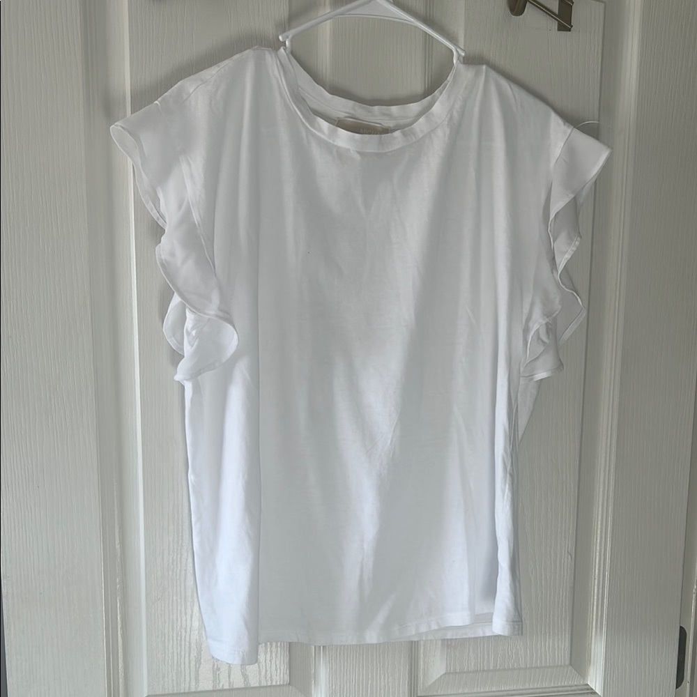 Michael Kors White Ruffle Sleeve Top